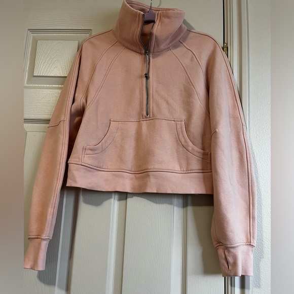 Lululemon Scuba Oversized Cropped Half Zip In Peach Satin Women’s Size XS/S - Picture 5 of 10
